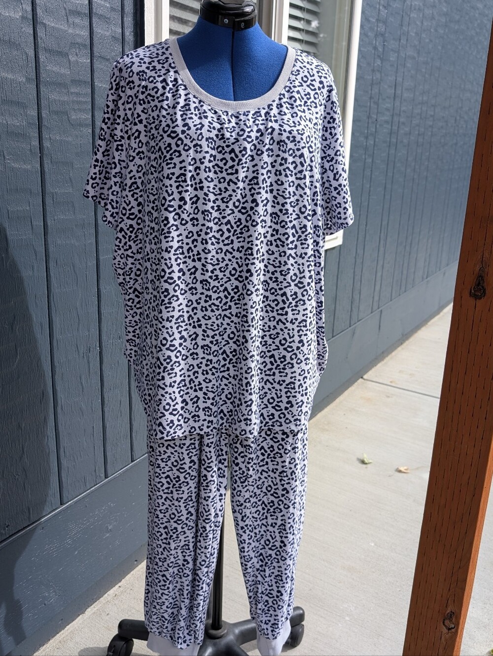 White and Black Leopard Print Pajama Set